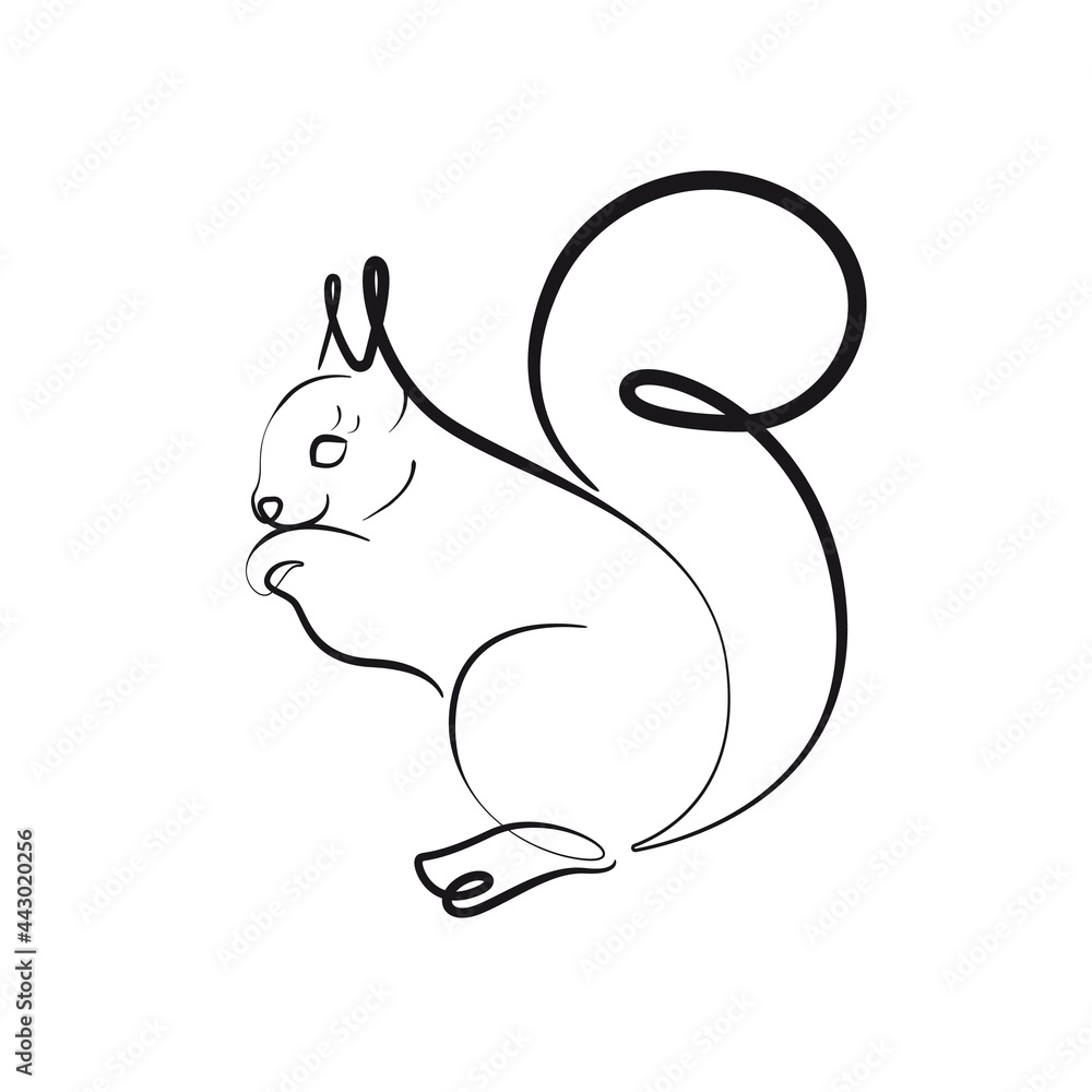 Obraz premium Squirrel Line Art Drawing. Animal Logo Symbol Minimalist Trendy Contemporary Design Perfect for Wall Art, Prints, Social Media, Posters, Invitations, Branding Design. Vector EPS 10
