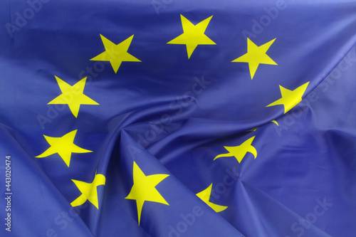 European Union flag background. Close up of EU flag. 