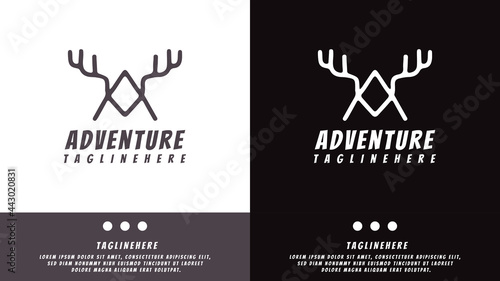 letter a with deer antlers in retro style. illustration for t shirt, poster, logo, sticker, or apparel merchandise.