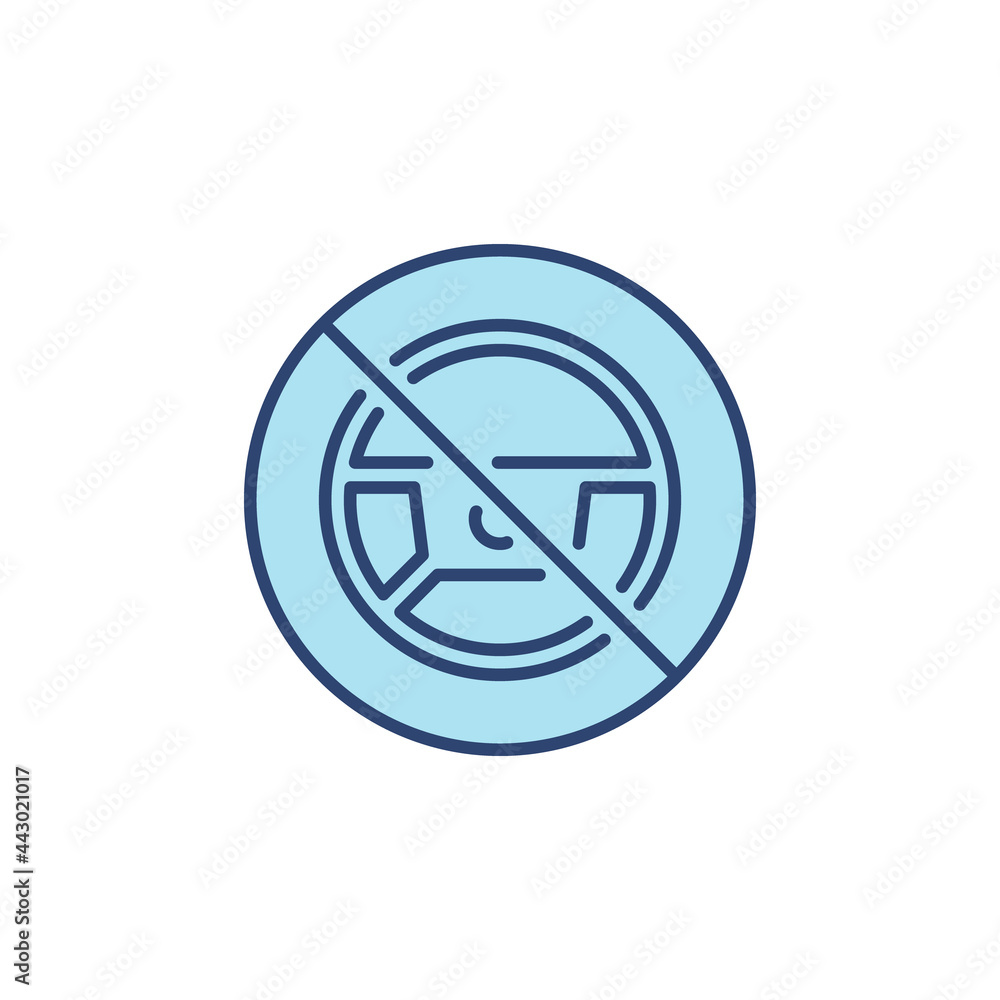 Steering Wheel Forbidding blue icon - Autopilot Banned symbol Steering Wheel Forbidding blue icon - Autopilot Banned symbol