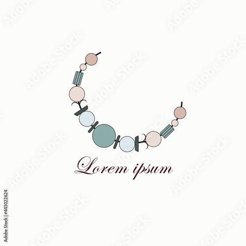 A bracelet made of stones and beads for the logo of a jewelry store. An emblem for handicraft products. Vector image of a bracelet for icons, stickers, tags