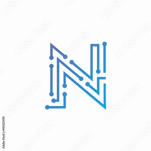 logo creative letter N and technology