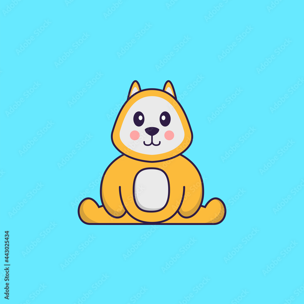 Cute dog is sitting. Animal cartoon concept isolated. Can used for t-shirt, greeting card, invitation card or mascot. Flat Cartoon Style Cute dog is sitting. Animal cartoon concept isolated. Can used for t-shirt, greeting card, invitation card or mascot. Flat Cartoon Style