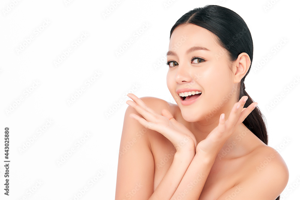 Beautiful young asian woman with clean fresh skin on white background, Face care, Facial treatment, Cosmetology, beauty and spa, Asian women portrait. Beautiful young asian woman with clean fresh skin on white background, Face care, Facial treatment, Cosmetology, beauty and spa, Asian women portrait.