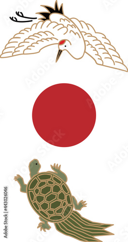 縁起物-鶴と亀のアイコン
お正月のイラスト
健康長寿のシンボル
