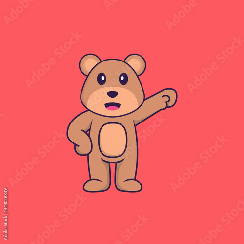 Cute bear hero. Animal cartoon concept isolated. Can used for t-shirt  greeting card  invitation card or mascot. Flat Cartoon Style