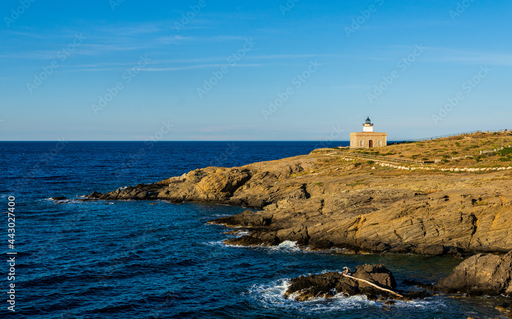 Lighthouse Punta Sarnella in Port de la Selva, Costa Brava, Catalonia, Spain, Europe