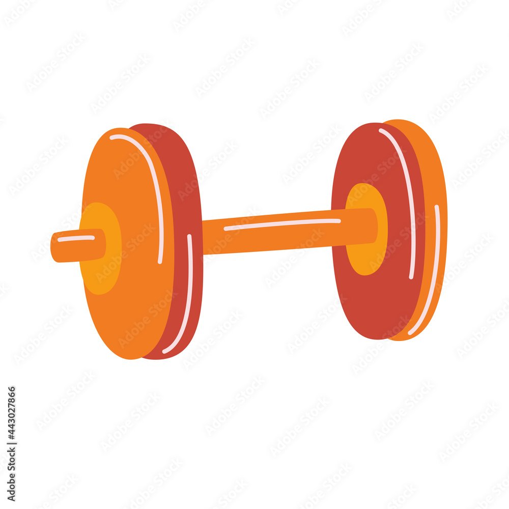 Fototapeta premium Dumbbells for fitness. Bodybuilding sport business splash effect concept. Gym equipment. Sport training. Vector cartoon illustration isolated on a white background.