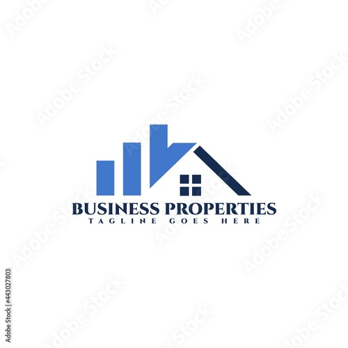 illustration of a house with a business chart. logo vector template for real estate, mortgage, property business.