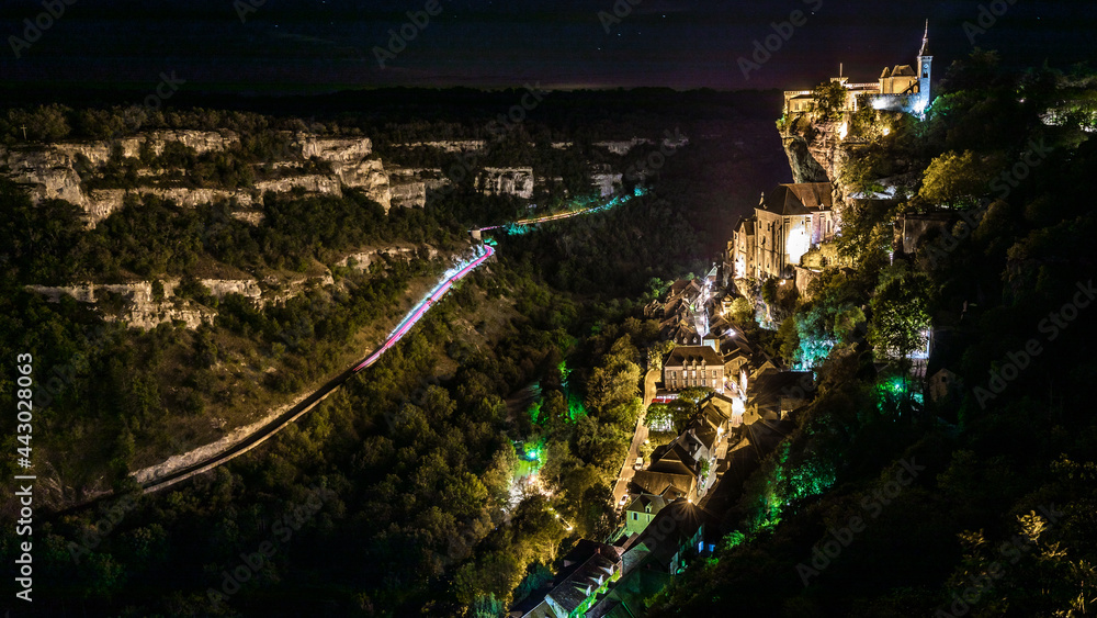 Fototapeta premium Rocamadour landscape at night in France on September 12th 2020