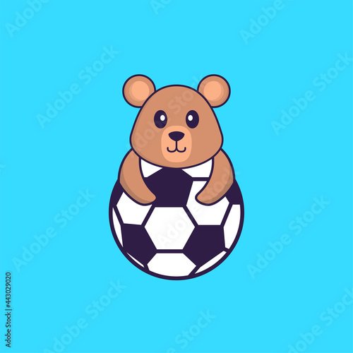 Cute rat playing soccer. Animal cartoon concept isolated. Can used for t-shirt  greeting card  invitation card or mascot. Flat Cartoon Style