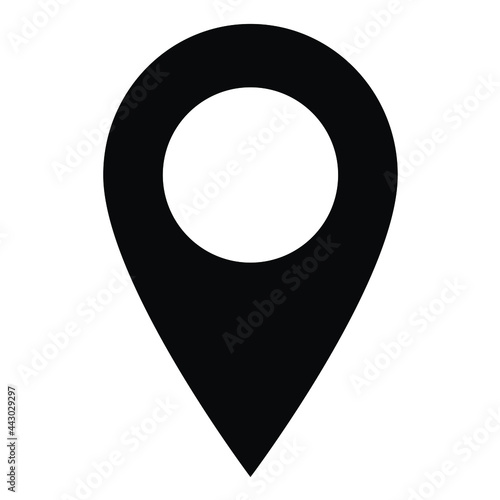 Black Round Geo Map Direction Location Pin Vector icon