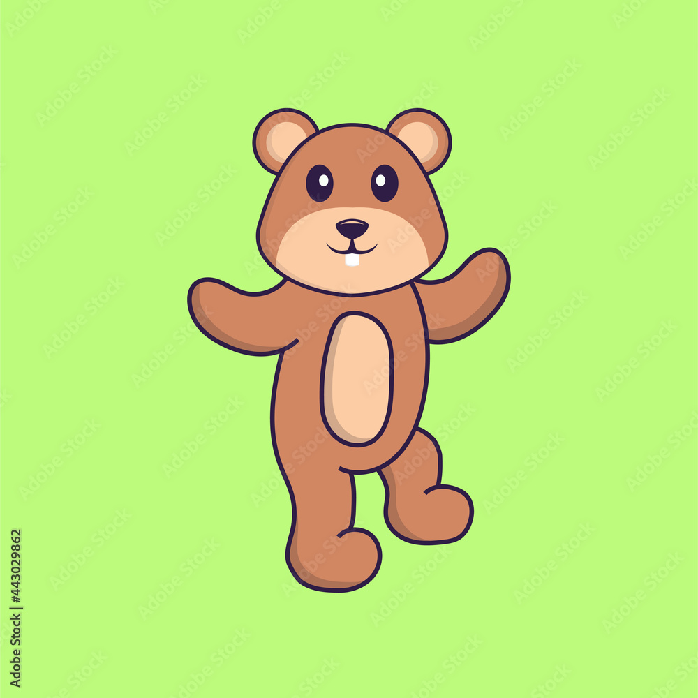 Obraz premium Cute squirrel is dancing. Animal cartoon concept isolated. Can used for t-shirt, greeting card, invitation card or mascot. Flat Cartoon Style
