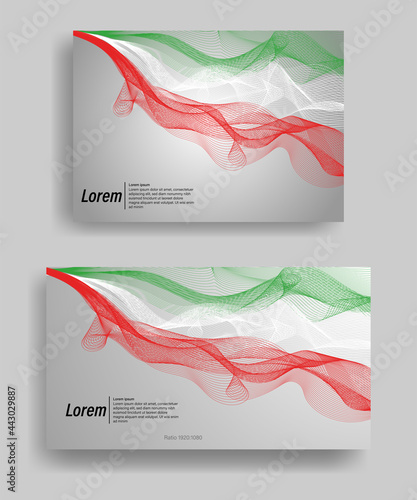 Modern line wave vector background of italy flag colors with ratio 1920:1080 and A4