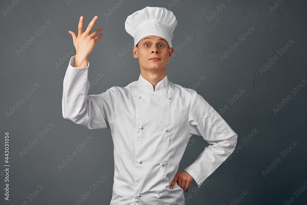man chef uniform gesturing with hand emotion professional man chef uniform gesturing with hand emotion professional