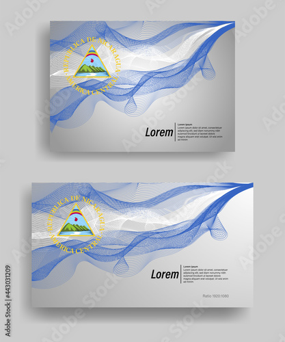 Modern line wave vector background of central america flag colors with ratio 1920:1080 and A4