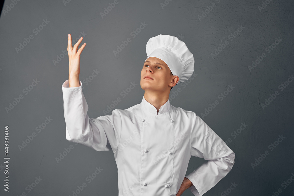 man in chef's uniform gesturing with his hand emotions uniform work restaurant man in chef's uniform gesturing with his hand emotions uniform work restaurant