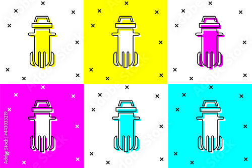 Set Water filter icon isolated on color background. System for filtration of water. Reverse osmosis system. Vector