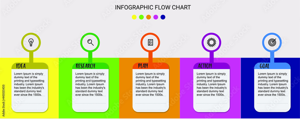 Business infographic vector chart with 5 options. Presentation flow ...