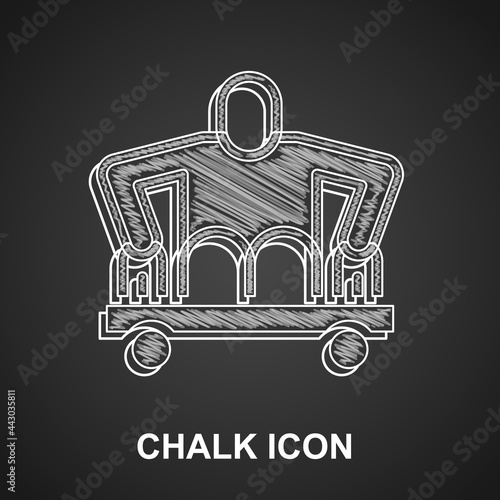 Chalk Man without legs sitting wheelchair icon isolated on black background. Disability concept. Guy with physical disabilities. Vector