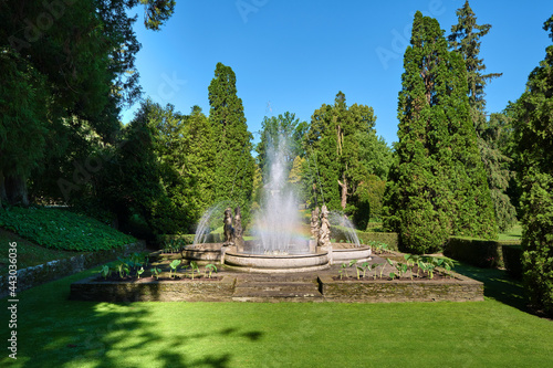 Garden with fountain in the summer's day