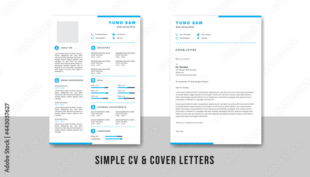 simple cv and cover letters designed in one package. all in layered eps form which is easy to edit.