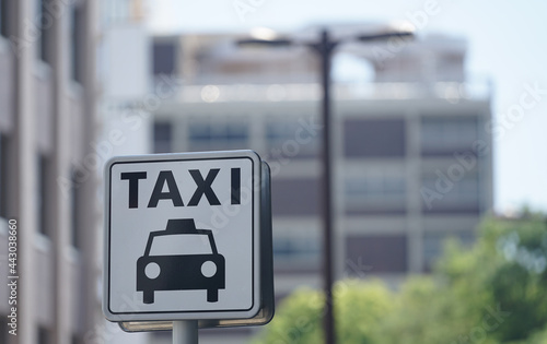 Text and pictures on cab stand signs in the city