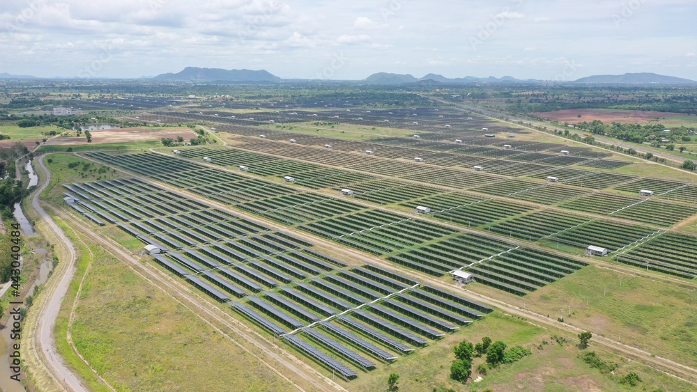 Solar energy farm. Aerial view of a solar farm in Asia. Solar energy farm. Aerial view of a solar farm in Asia.
