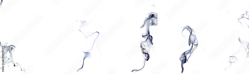 Smoke abstract set. Blur black smoke, abstract fog or steam mist cloud group isolated on white background. For overlay in pollution, vapor cigarette, gas, dry ice. Smoke abstract set. Blur black smoke, abstract fog or steam mist cloud group isolated on white background. For overlay in pollution, vapor cigarette, gas, dry ice.