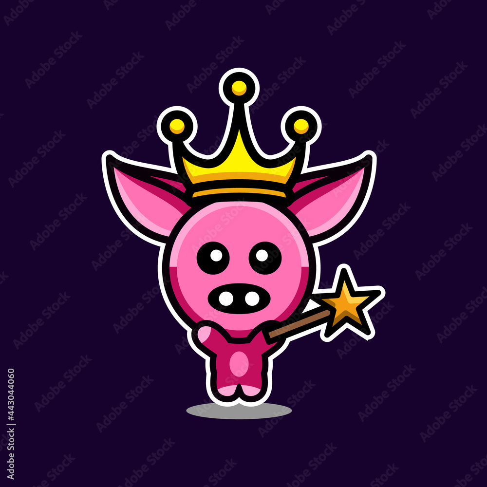 Simple Mascot Vector Logo Design Shaped King Pig with Crown Simple Mascot Vector Logo Design Shaped King Pig with Crown