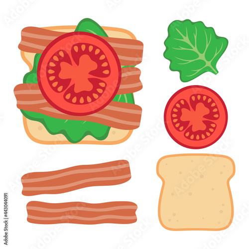 sandwich ingredients with lettuce, bacon and tomato