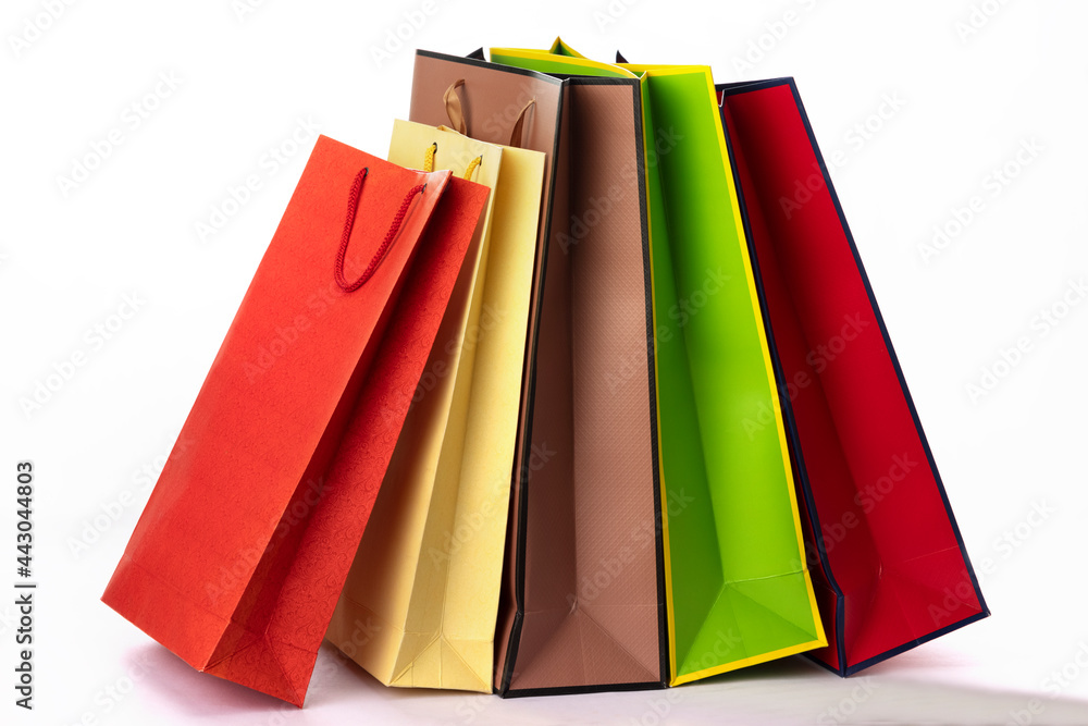 A set of shopping bags. A set of shopping bags.