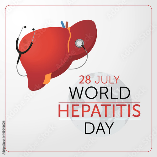World hepatitis day design. Liver design with stethoscope. Vector illustration.