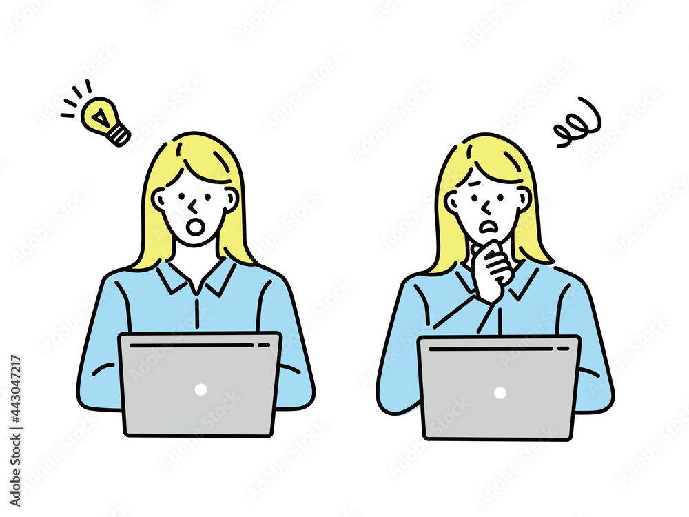 疑問と問題の解決を表情で表す女性のイラスト(ソーシャルメディア、会議、ミーティング、閃き、考える、理解する、悩む、パソコン)
resolution, Confused woman thinking together. People with question marks vector illustration. woman with question, thinking guy, laptop 疑問と問題の解決を表情で表す女性のイラスト(ソーシャルメディア、会議、ミーティング、閃き、考える、理解する、悩む、パソコン)
resolution, Confused woman thinking together. People with question marks vector illustration. woman with question, thinking guy, laptop