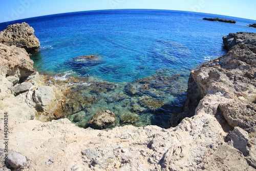 Rocky sea coast. A bay on the Mediterranean coast.