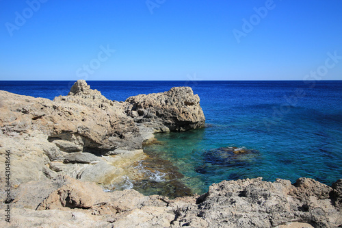 Rocky sea coast. A bay on the Mediterranean coast.