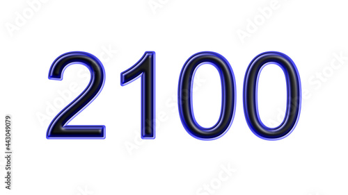 Photos blue 2100 number 3d effect white background