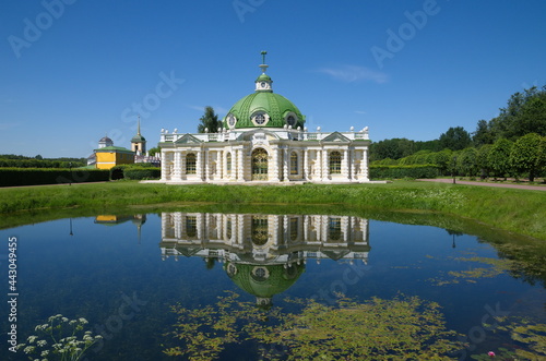 Moscow, Russia - June 17, 2021: The Grotto Pavilion in the Kuskovo Estate Museum