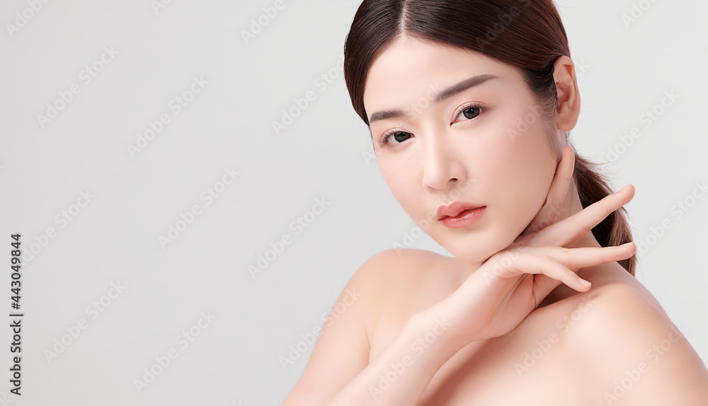 Beautiful young asian woman with clean fresh skin on white background, Face care, Facial treatment, Cosmetology, beauty and spa, Asian women portrait. Beautiful young asian woman with clean fresh skin on white background, Face care, Facial treatment, Cosmetology, beauty and spa, Asian women portrait.