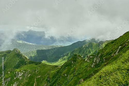Summer landscape in carpathian mountains with cloudy sky. Carpathian, Ukraine, Europe. © Kulbabka