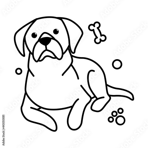 Cute Cartoon Vector Illustration icon of a big dog. It is outline style.