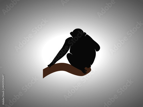 Chimpanzee Silhouette. Isolated Vector Animal Template for Logo Company, Icon, Symbol etc