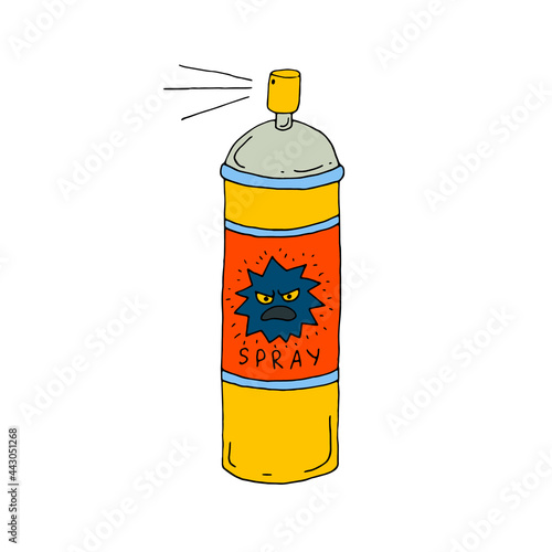 Insect repellent spray. Poison. Vector. Doodle. Hand-drawn illustration.