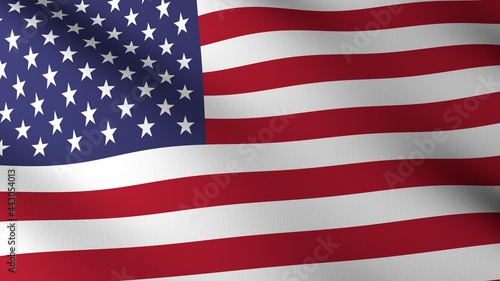 Flag of The United States of America. Flag's images are rendered in real 3D software.