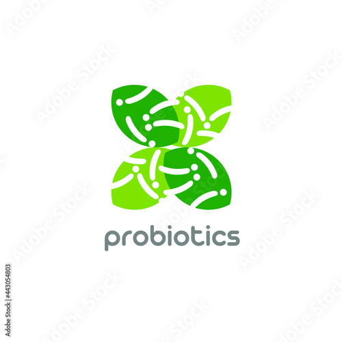 Probiotics logo. Bacteria logo. Concept of healthy nutrition ingredient for therapeutic purposes. Simple flat style trend modern logotype graphic design isolated