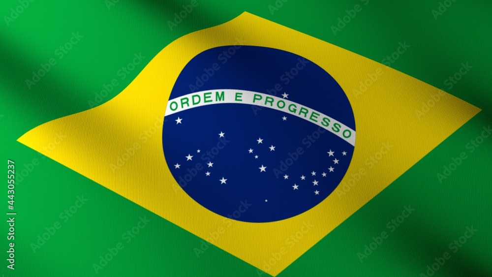 Obraz premium Flag of The Brazil. Flag's image are rendered in real 3D software.