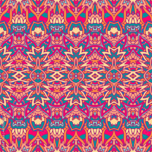 Textile design ethnic detailed print with psychedelic pattern.