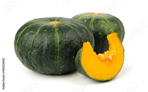  Green pumpkin isolated on the white background .