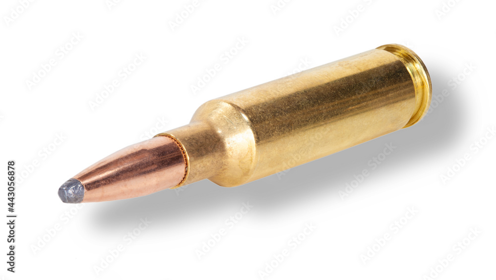 Rifle ammunition on white with drop shadow Rifle ammunition on white with drop shadow