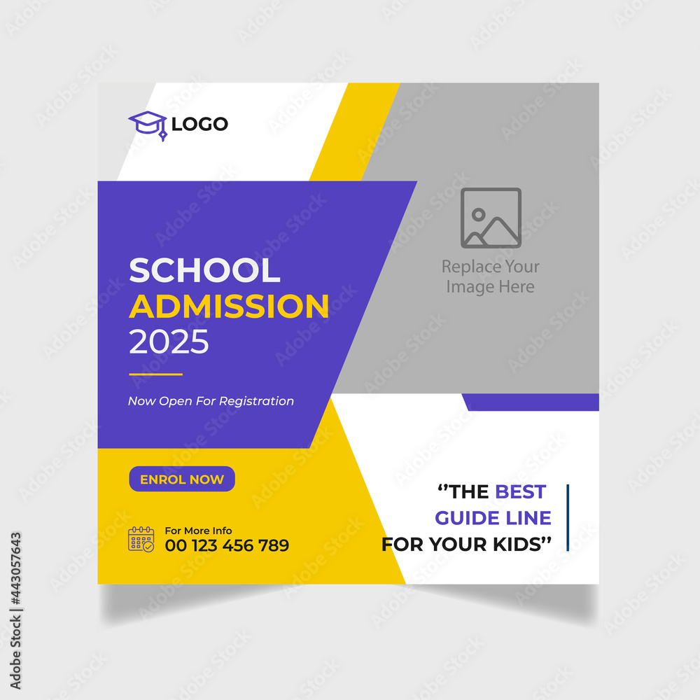 School Admission Social Media Post & Back to School Web Banner Template School Admission Social Media Post & Back to School Web Banner Template